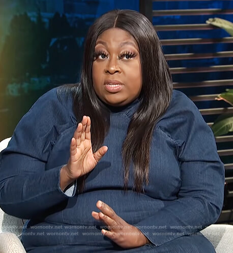 Loni's denim puff sleeve dress on E! News Daily Pop