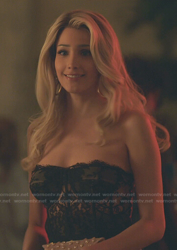 Luna's black lace bustier top on Gossip Girl