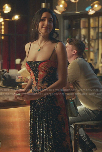 Luna's black printed dress on Gossip Girl