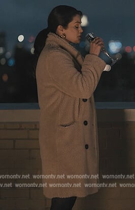 Mabel's teddy coat on Only Murders in the Building