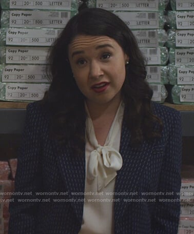 Marissa's blue dash print blazer on The Good Fight