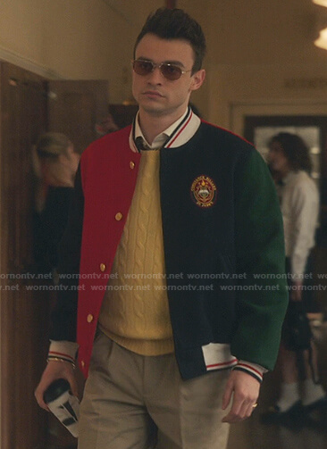 Max's colorblock varsity jacket on Gossip Girl