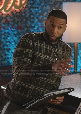 Michael's brown check sweater on Dynasty