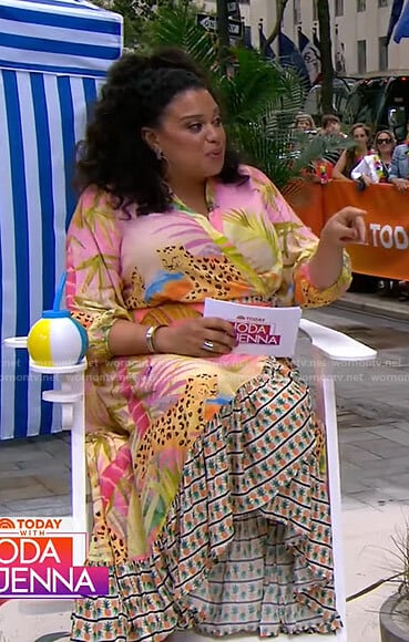 Michelle Buteau's tropical print wrap dress on Today
