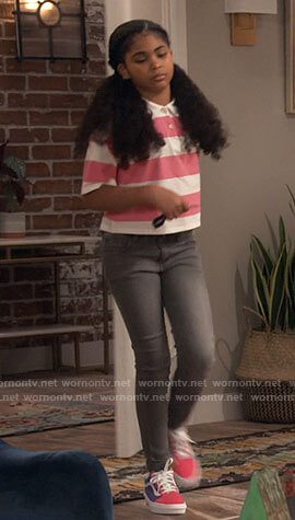 Millicent's pink striped polo shirt on iCarly