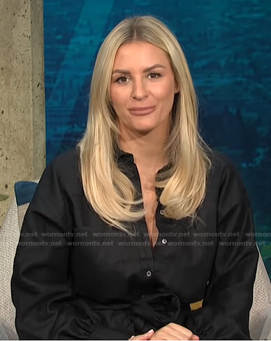 Morgan's black tie waist shirtdress on E! News Daily Pop