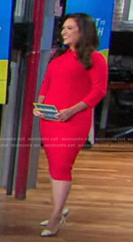 Nikki Battiste's red twist neck dress on CBS This Morning