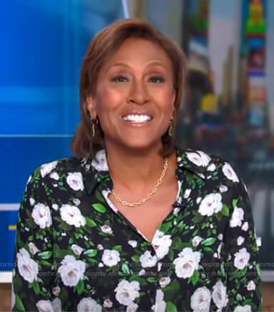 Robin's black floral blouse on Good Morning America