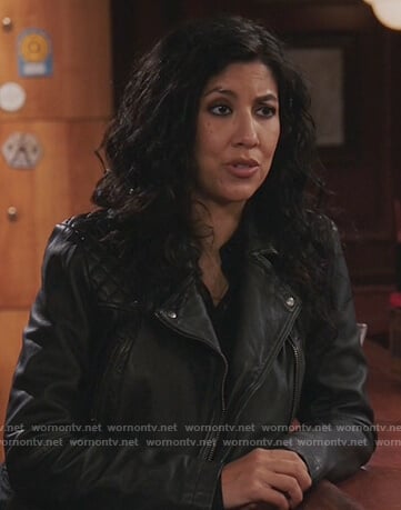 Rosa's black leather moto jacket on Brooklyn Nine-Nine