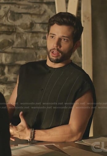 Sam's black striped shirt on Dynasty