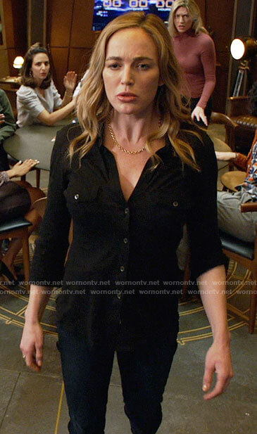 Sara's black button down shirt on Legends of Tomorrow