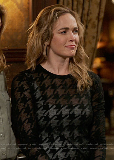 Sara's sheer black houndstooth top on Legends of Tomorrow