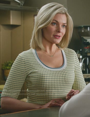 Stephanie's yellow scoop neck knit top on Good Witch