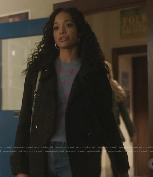 Tabitha's blue floral print sweater on Riverdale