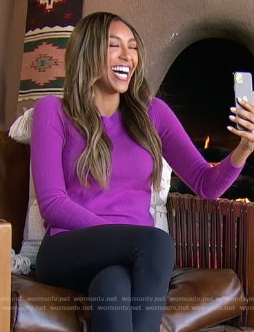 Tayshia's purple cashmere sweater on The Bachelorette