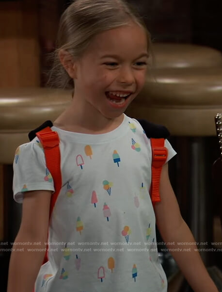 Violet's ice cream printed tee on General Hospital
