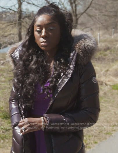 Wendy's black puffer coat on The Real Housewives of Potomac