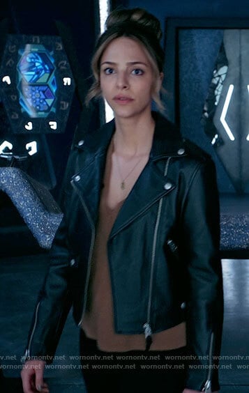 Zari's leather moto jacket on Legends of Tomorrow