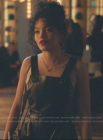 Zoya's black leather jumpsuit on Gossip Girl