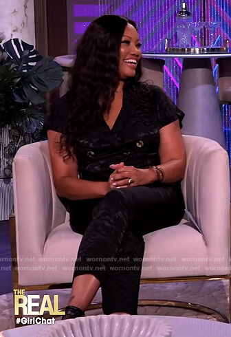 Carcelle's black double breasted jumpsuit on The Real