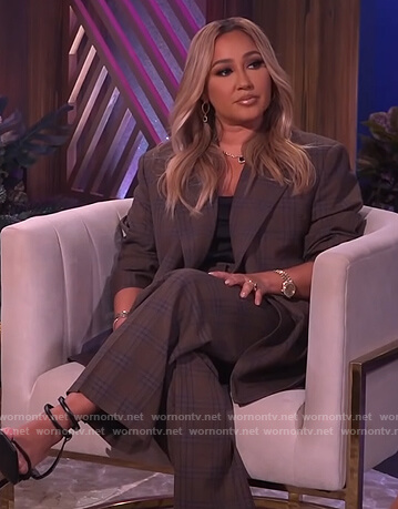 Adrienne's brown plaid blazer and pants on The Real