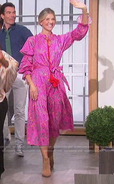 Amanda's pink floral tassel tie dress on The Talk