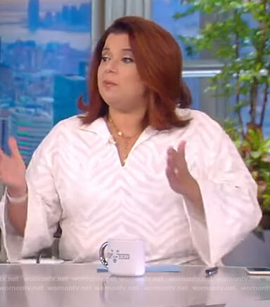 Ana's white zebra jacquard top on The View