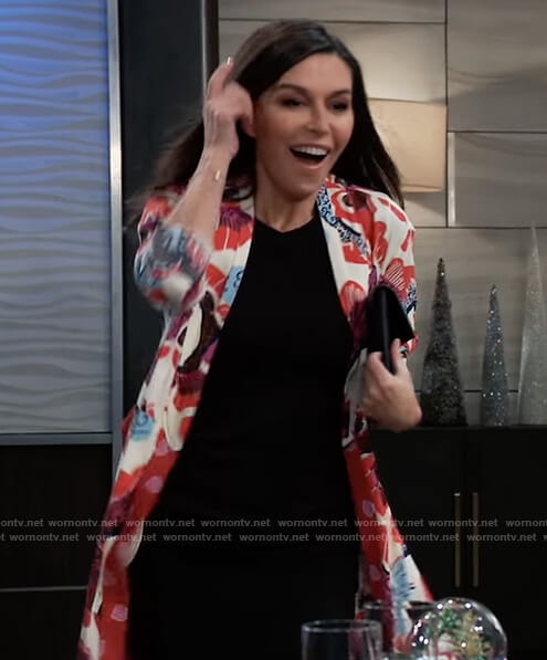 Anna's white floral tie waist jacket on General Hospital