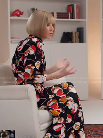 Anna Wintour's black floral midi dress on Good Morning America