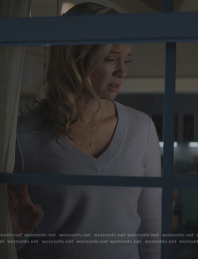 Barbara's blue v-neck sweater on Stargirl