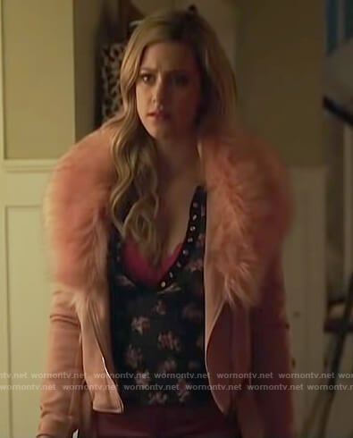 Betty's black floral henley top on Riverdale