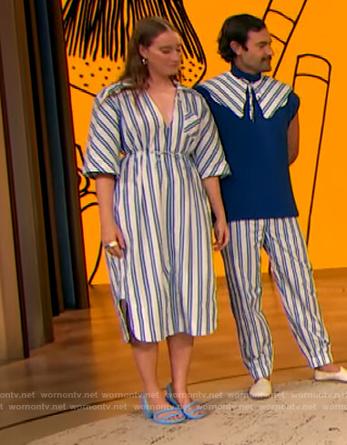 Isabelle Chaput's blue stripe dress on The Drew Barrymore Show