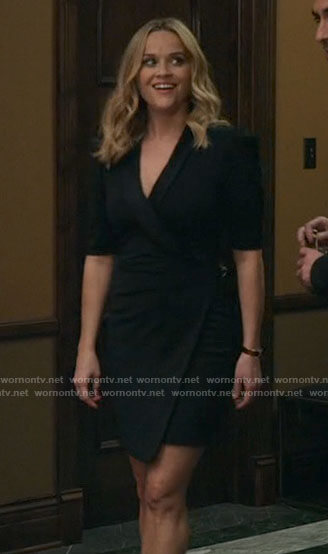 Bradley's black wrap dress on The Morning Show