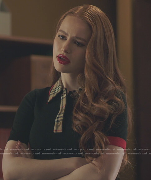 Betty's black plaid trim polo on Riverdale
