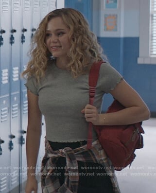 Courtney's gray lettuce ruffle tee on Stargirl