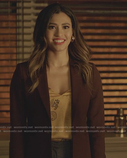 Eva's yellow paisley print cami on Dynasty