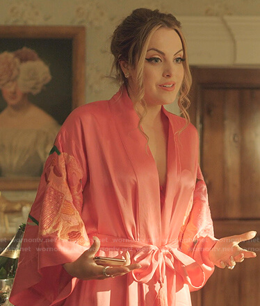 Fallon's pink floral embroidered robe on Dynasty