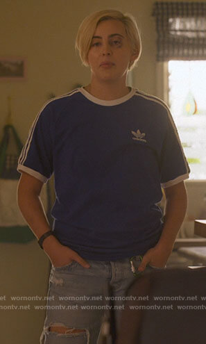 Finley's blue Adidas t-shirt on The L Word Generation Q