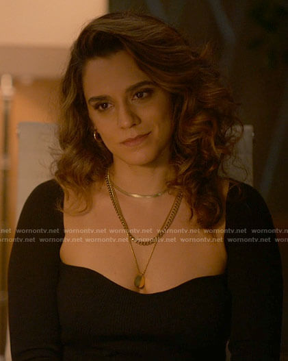 Gigi's black sweetheart neck dress on The L Word Generation Q