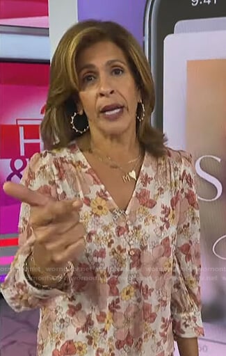 Hoda's pink floral blouse on Today