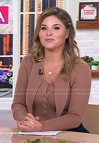 Jenna's brown long collar polo top on Today