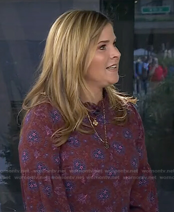 Jenna's burgundy floral print dress on Today