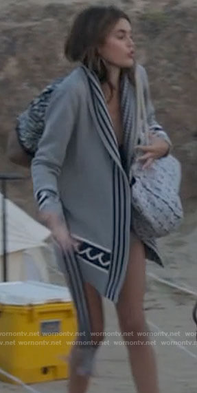 Kendall's grey wave cardigan on American Horror Story
