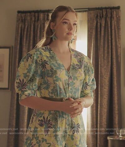 Kirby's floral print romper on Dynasty