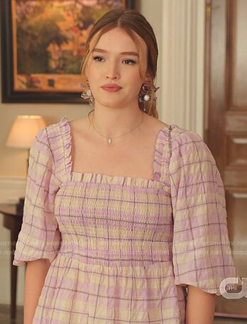 Kirby's pink plaid smocked top on Dynasty