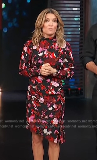 Kit's black and pink floral dress on Access Hollywood