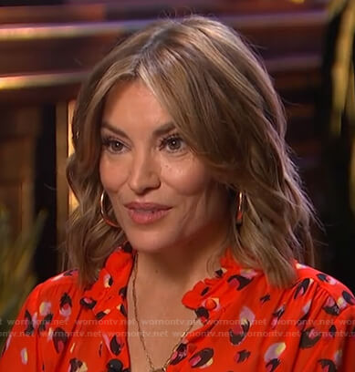 Kit's red print blouse on Access Hollywood
