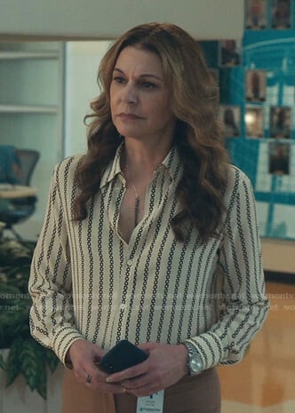 Kit Voss's white chain print blouse on The Resident