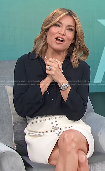 Kit's white skirt with contrast stitching on Access Hollywood
