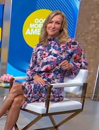 Lara's floral asymmetric ruffled dress on Good Morning America